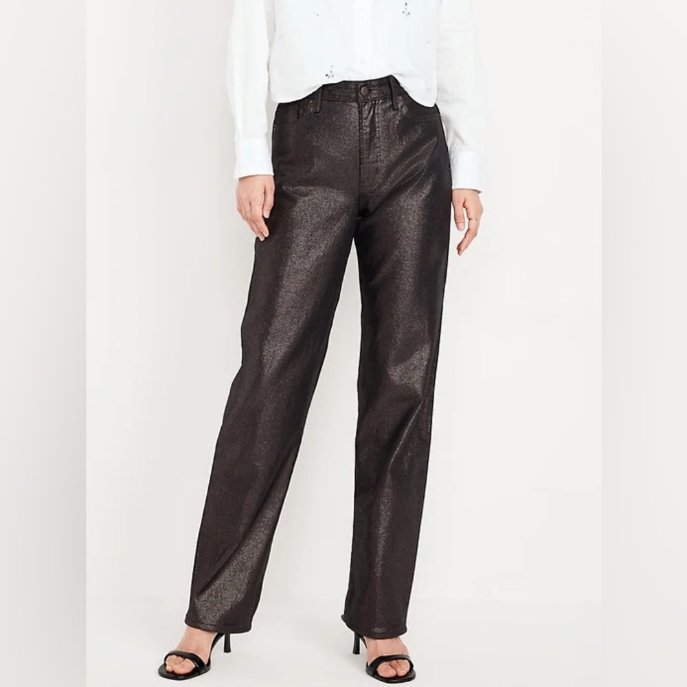 NWT High-Waisted Shine OG Loose Jeans - black